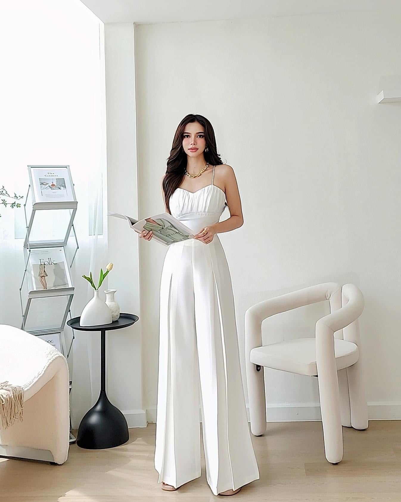 White Elegant High Waist Palazzo Pants