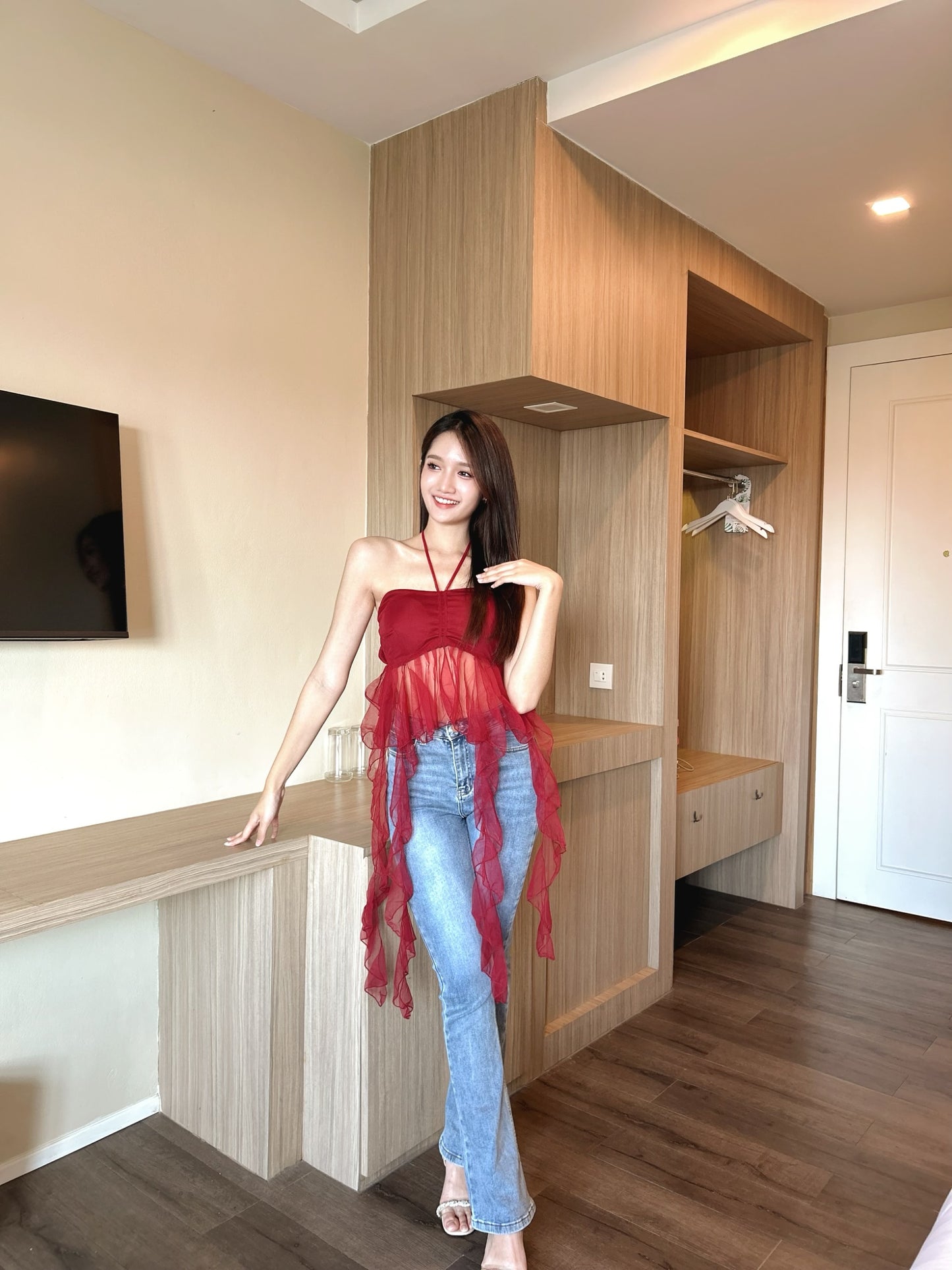 Organza Frill Padded Top
