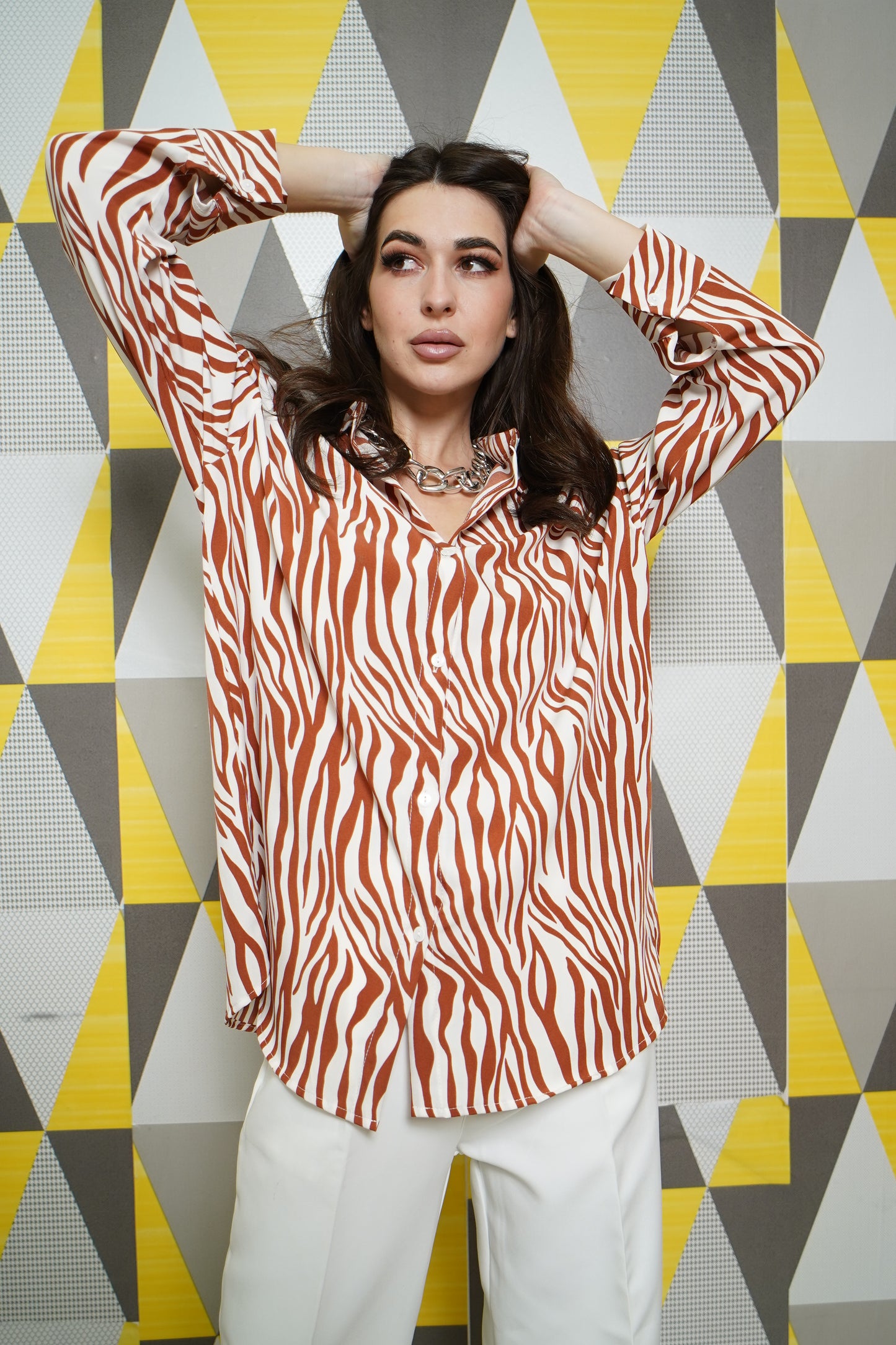 Zebra Print Oversized Shirt