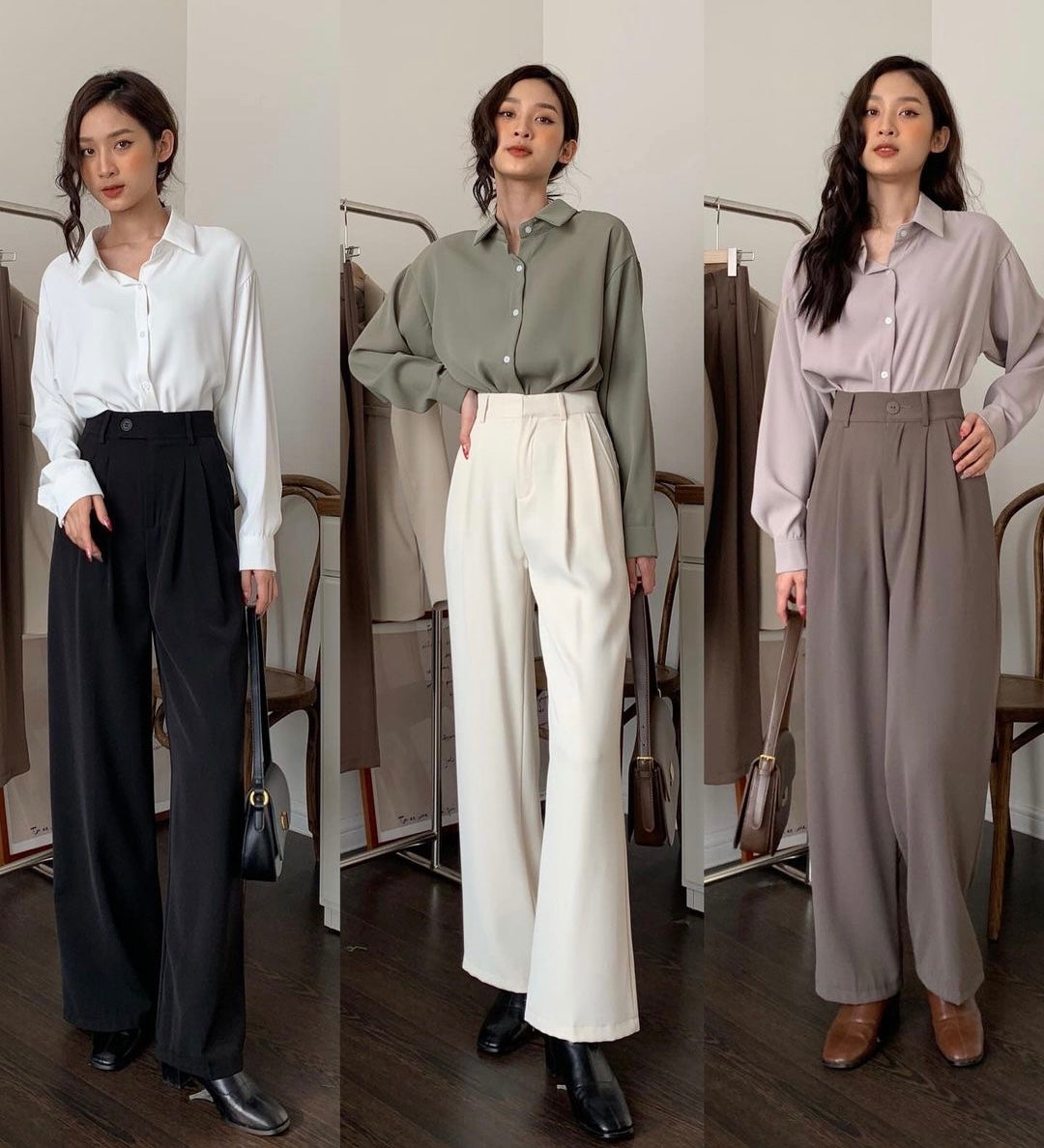 Basic Shirts With High Waist Corporate Pants