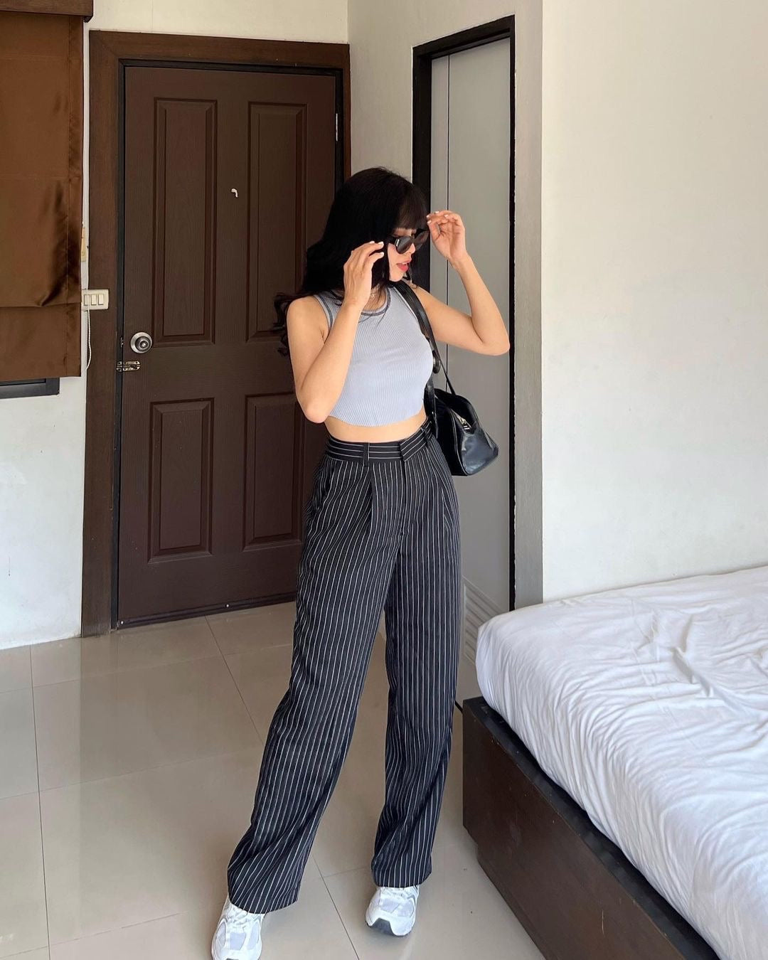 Pinstripe Wide Leg Pants