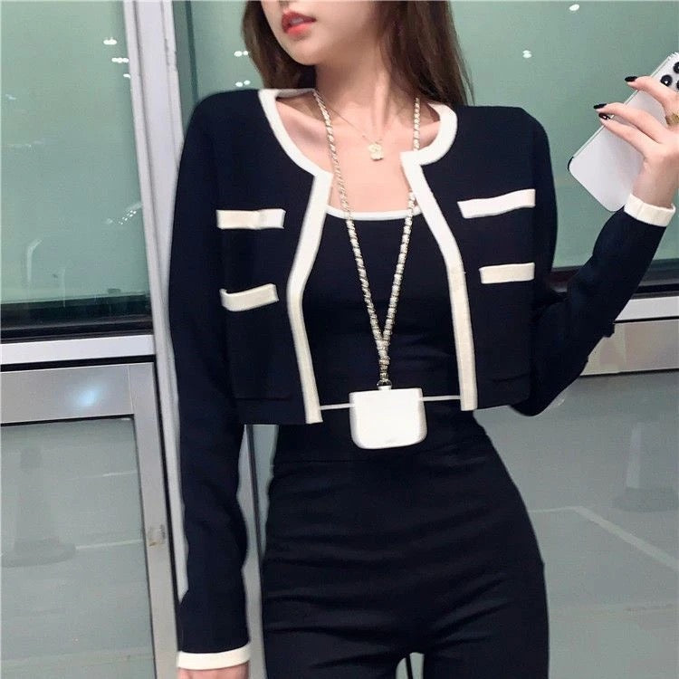Knitted Tank Top With Open Jacket