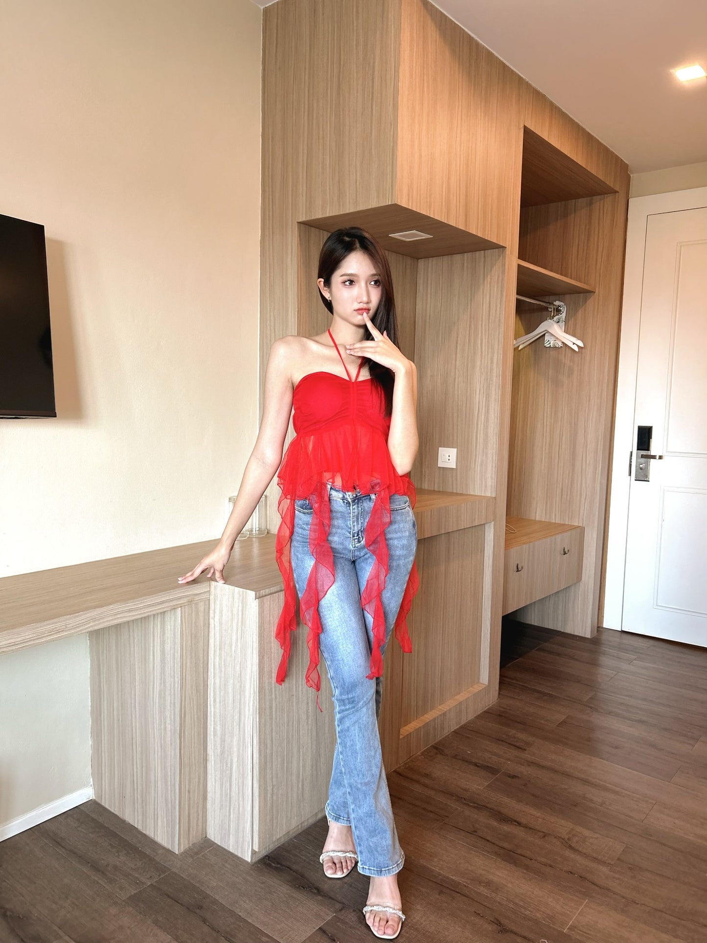 Organza Frill Padded Top