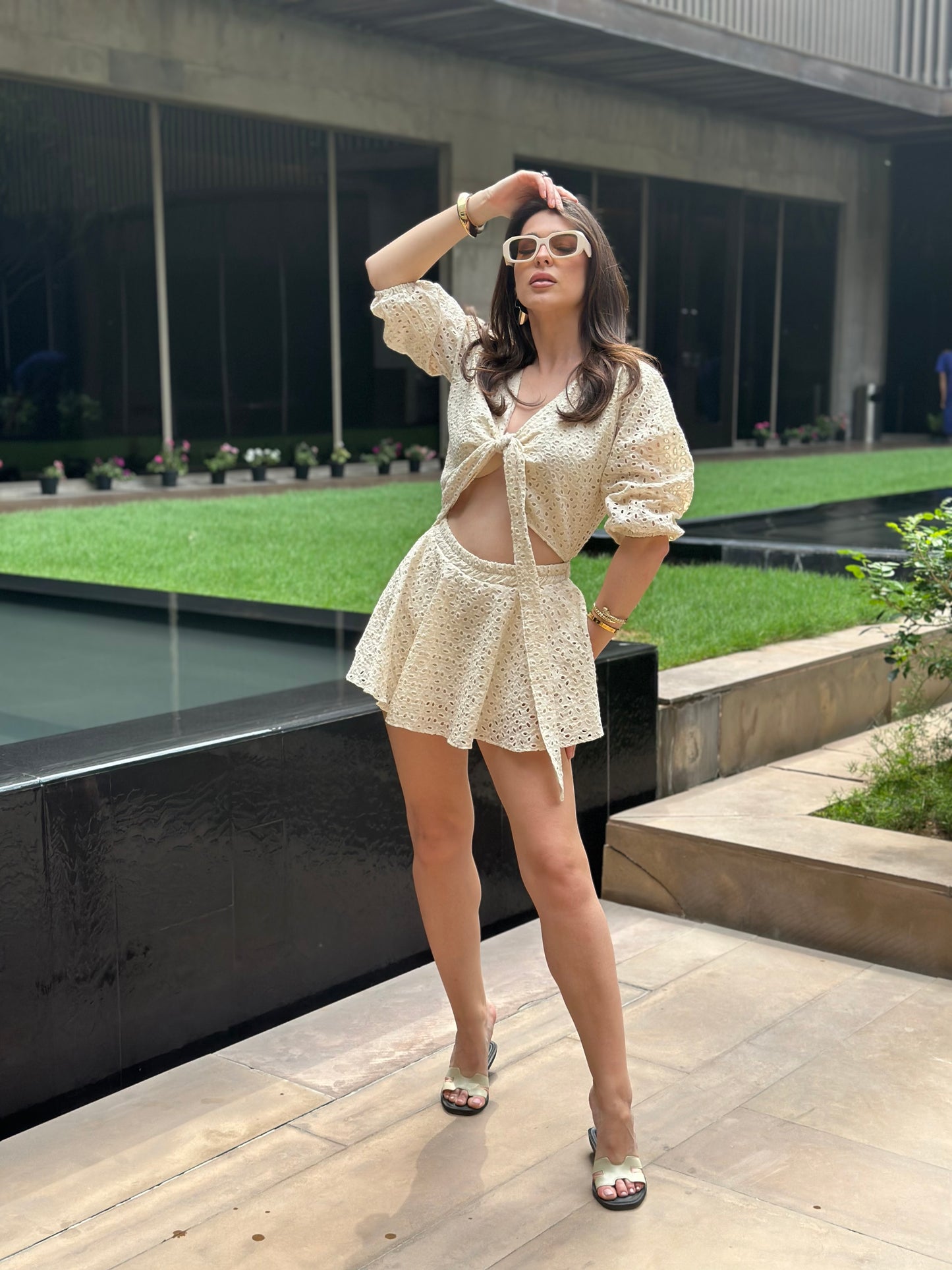 Eyelet Cotton Romper Dress