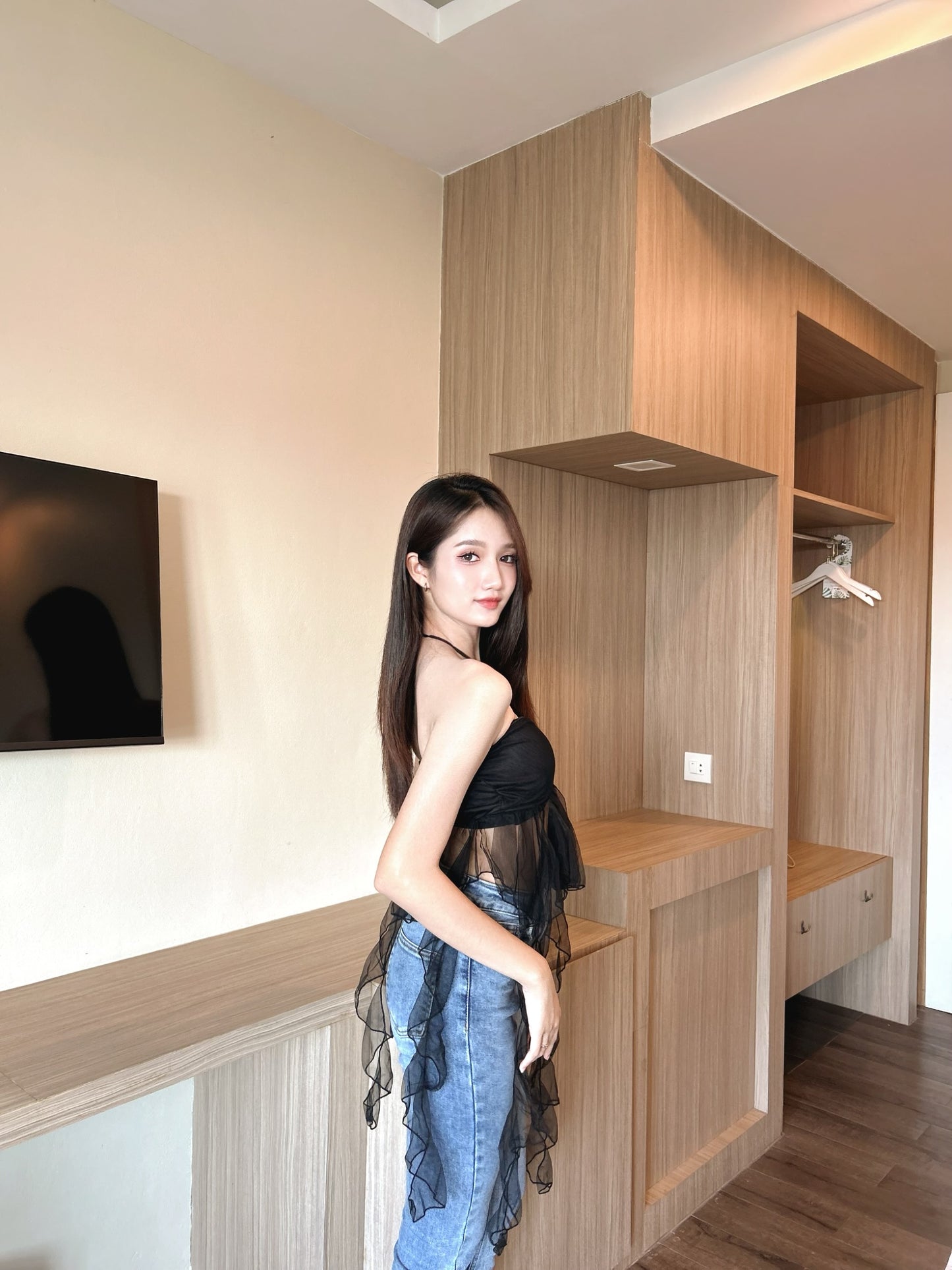 Organza Frill Padded Top