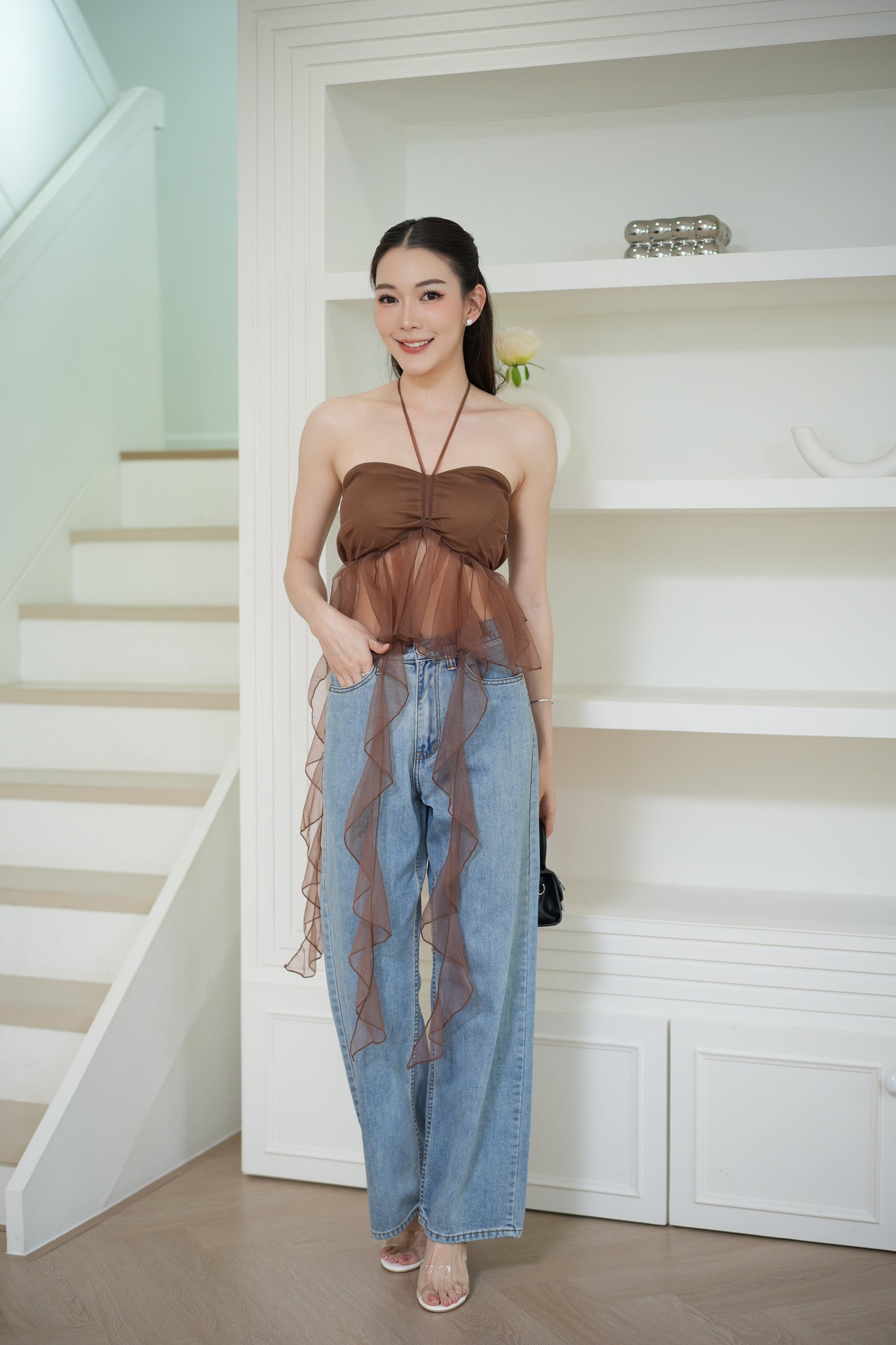 Organza Frill Padded Top