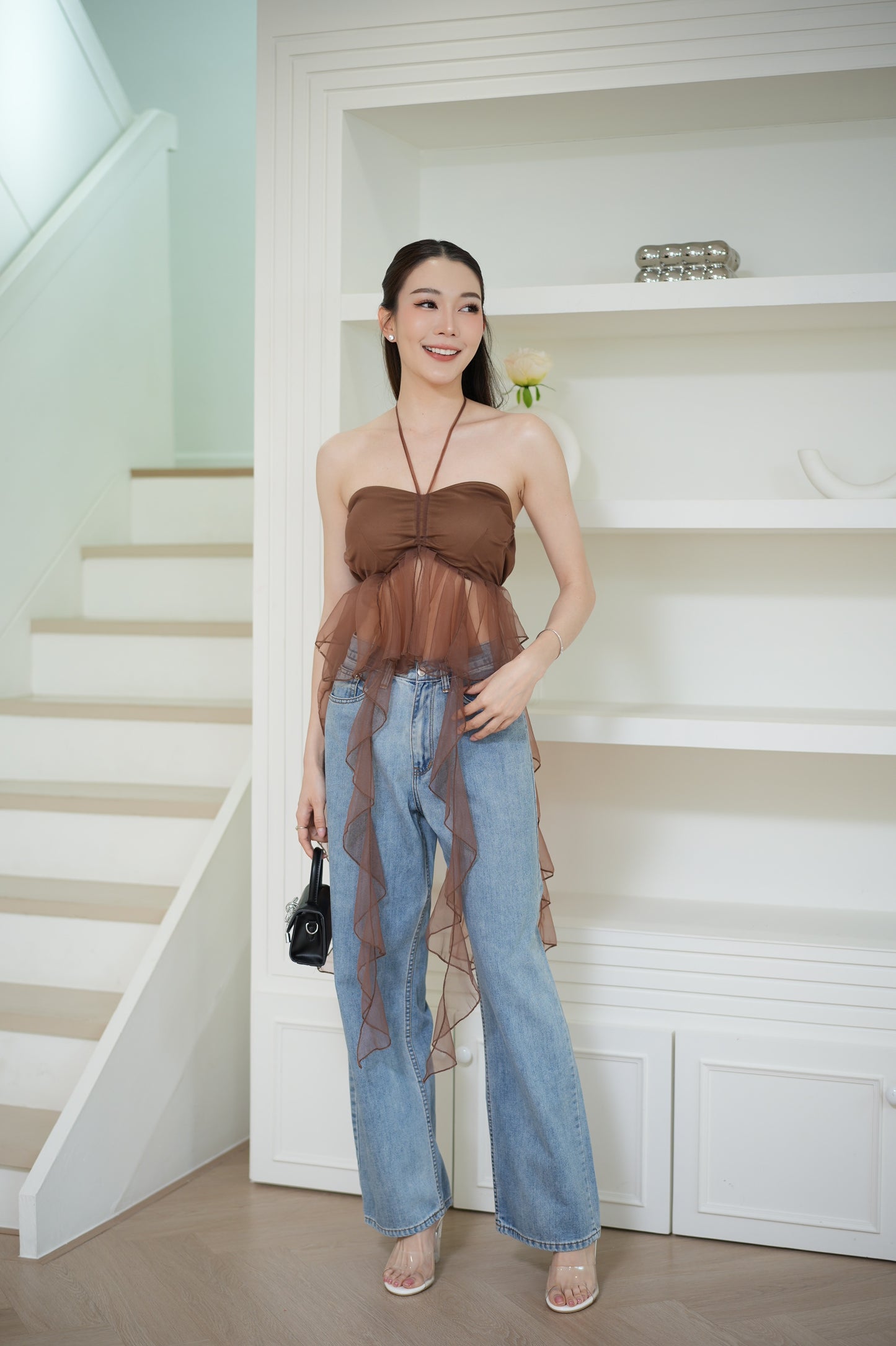 Organza Frill Padded Top