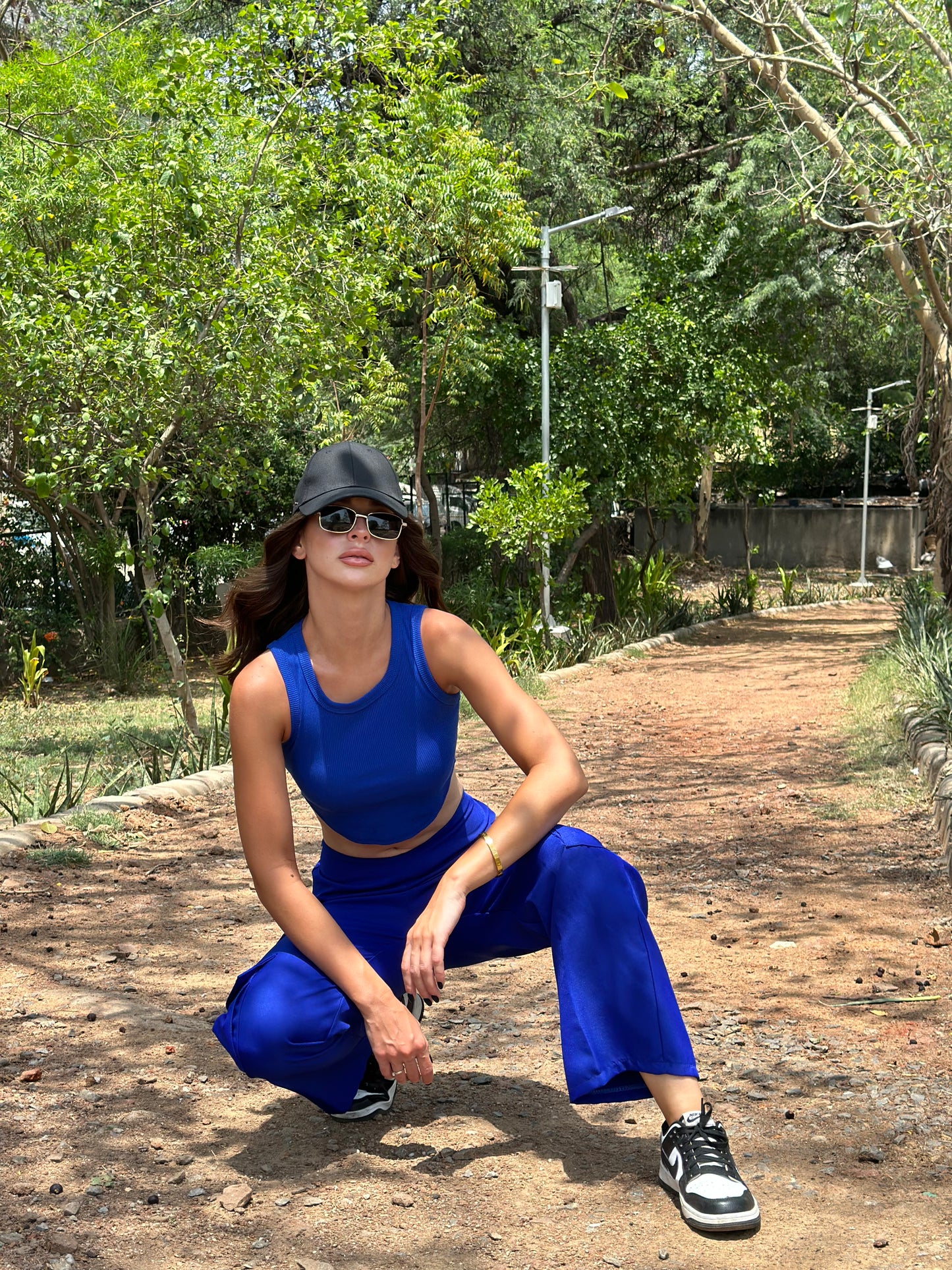 Blue Tank Top With Cargo Pants
