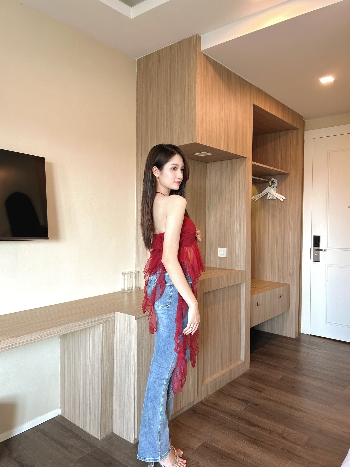 Organza Frill Padded Top
