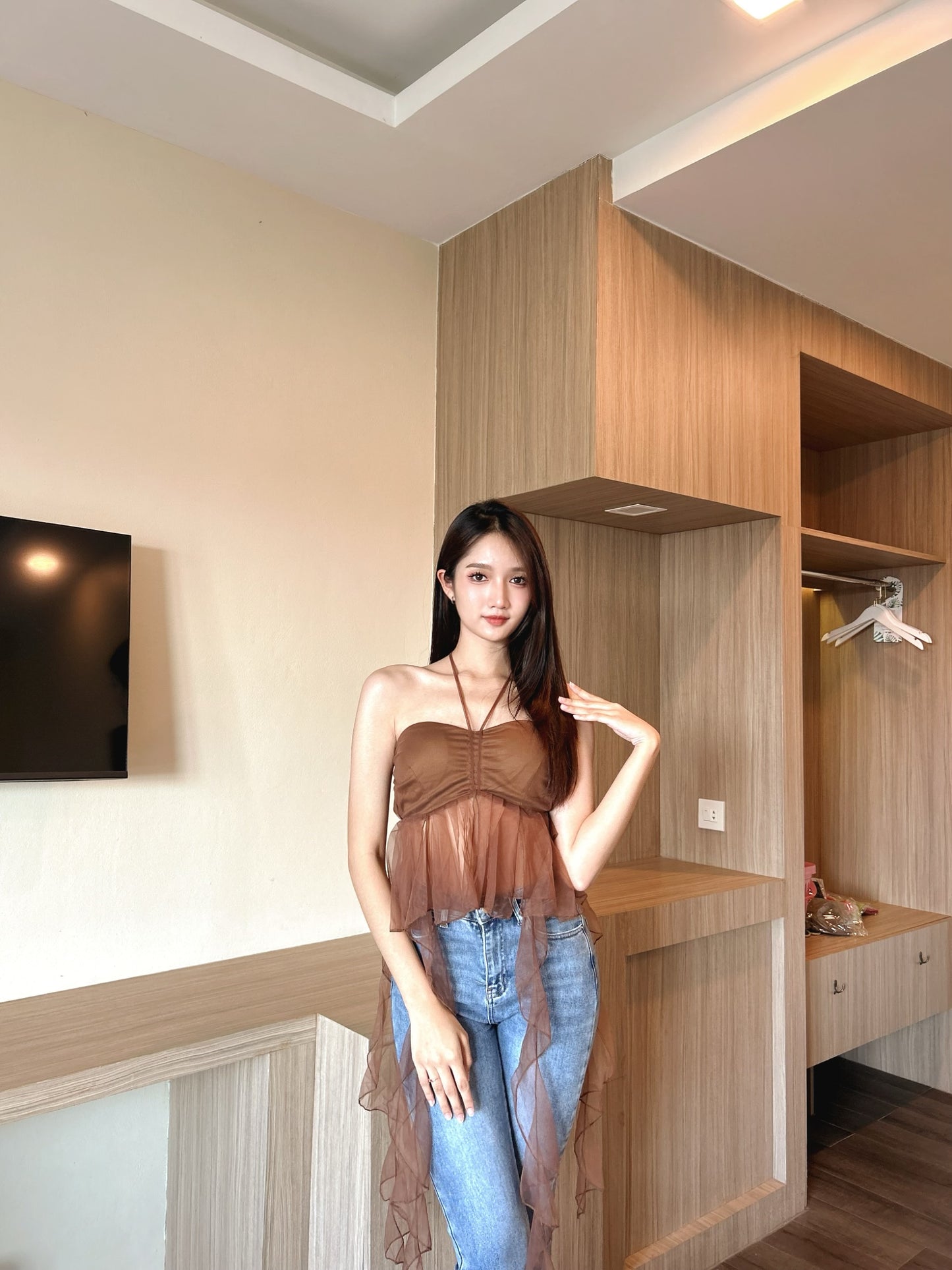 Organza Frill Padded Top