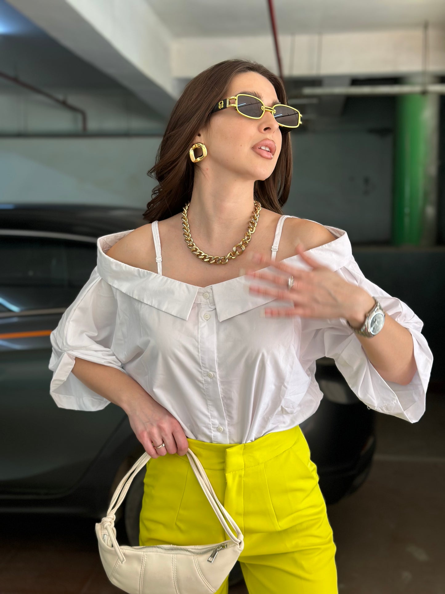 Off-Shoulder White Shirt