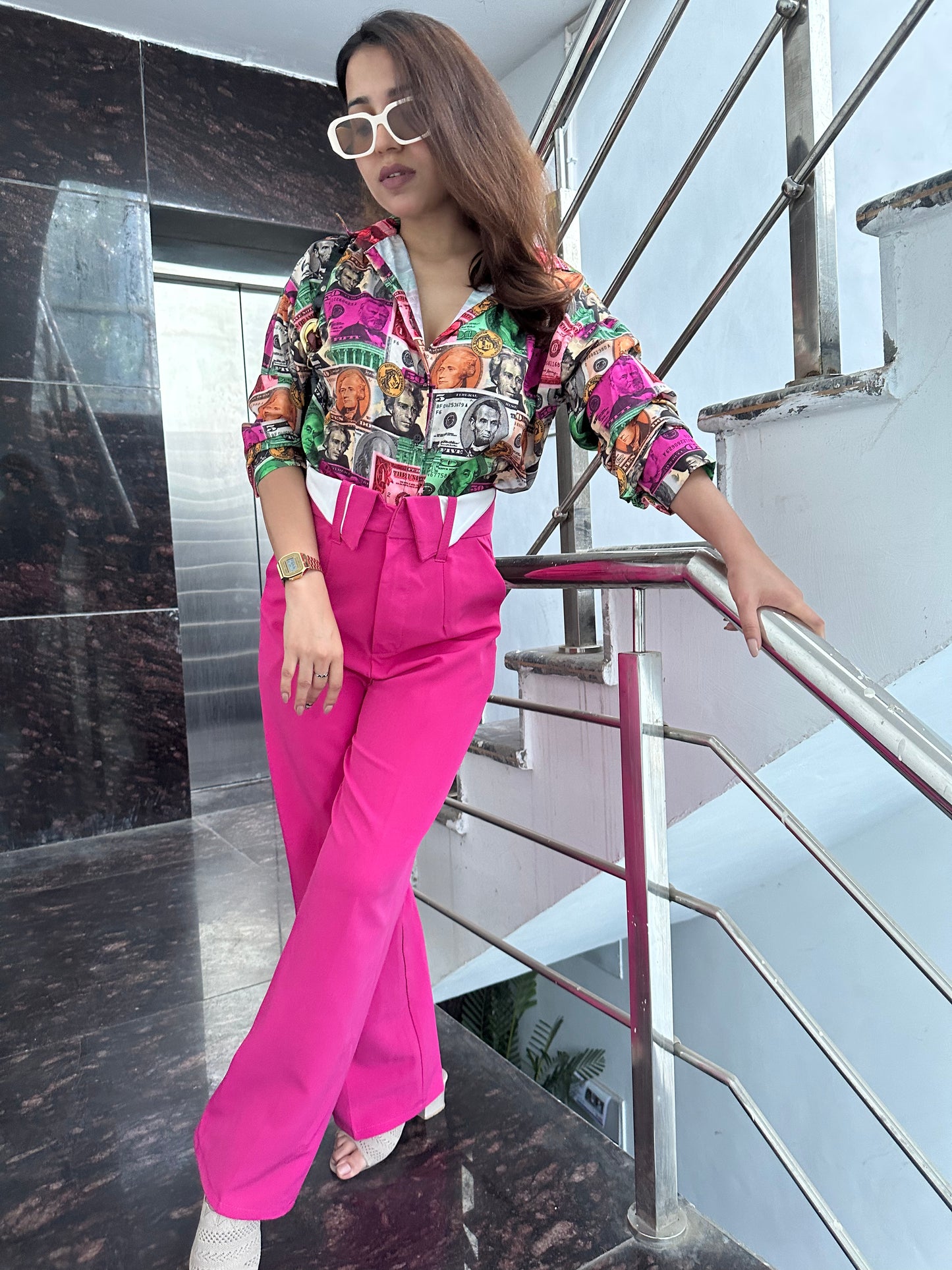 Wide Leg Folded Waist Pants