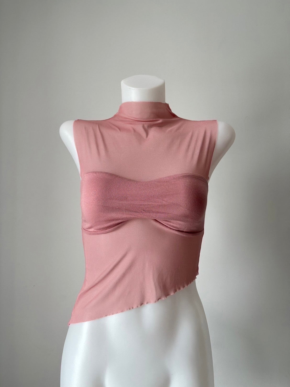 See Through High Neck Mesh Top
