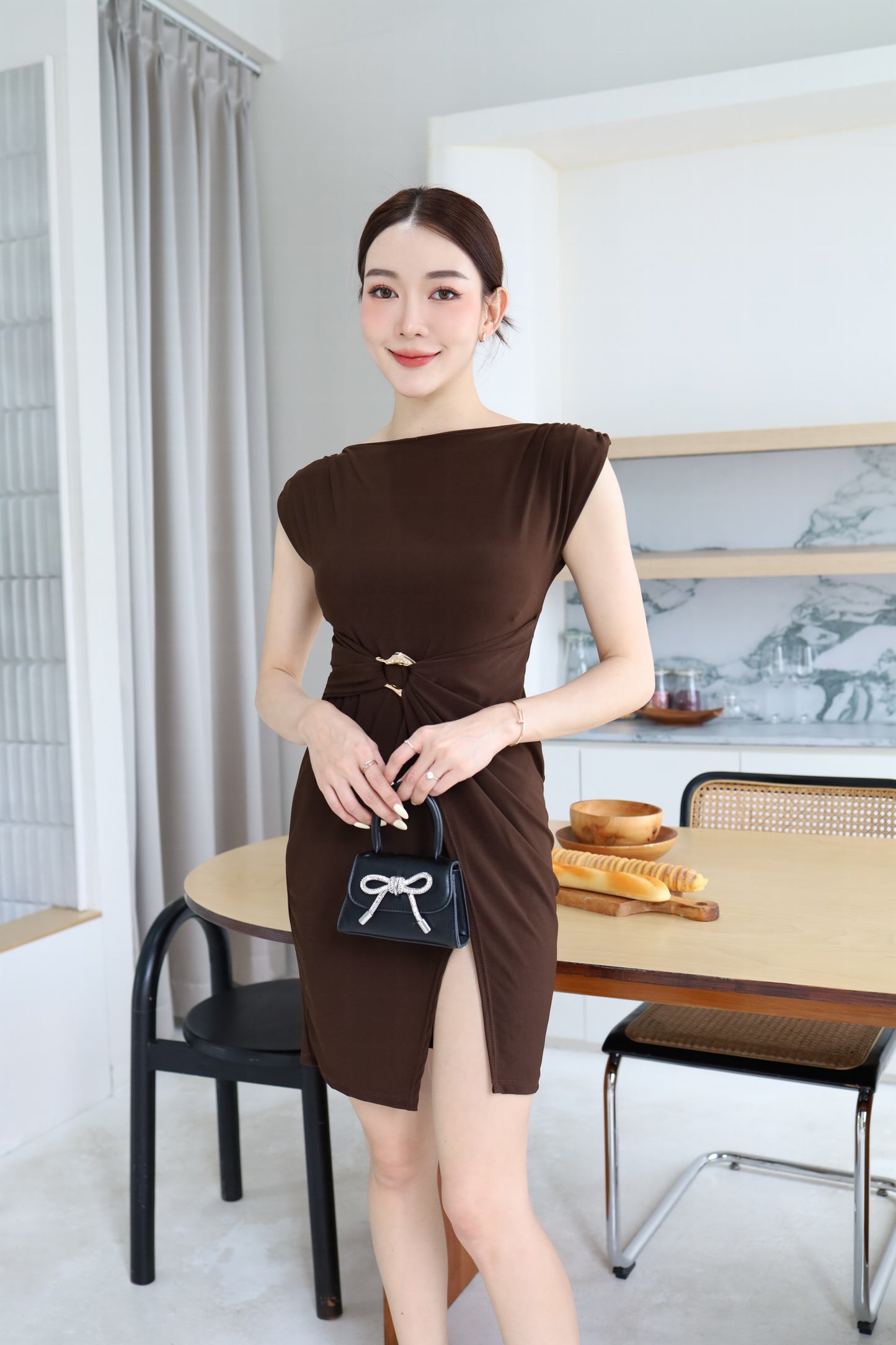 Body-Fit Mini Side Slit Dress