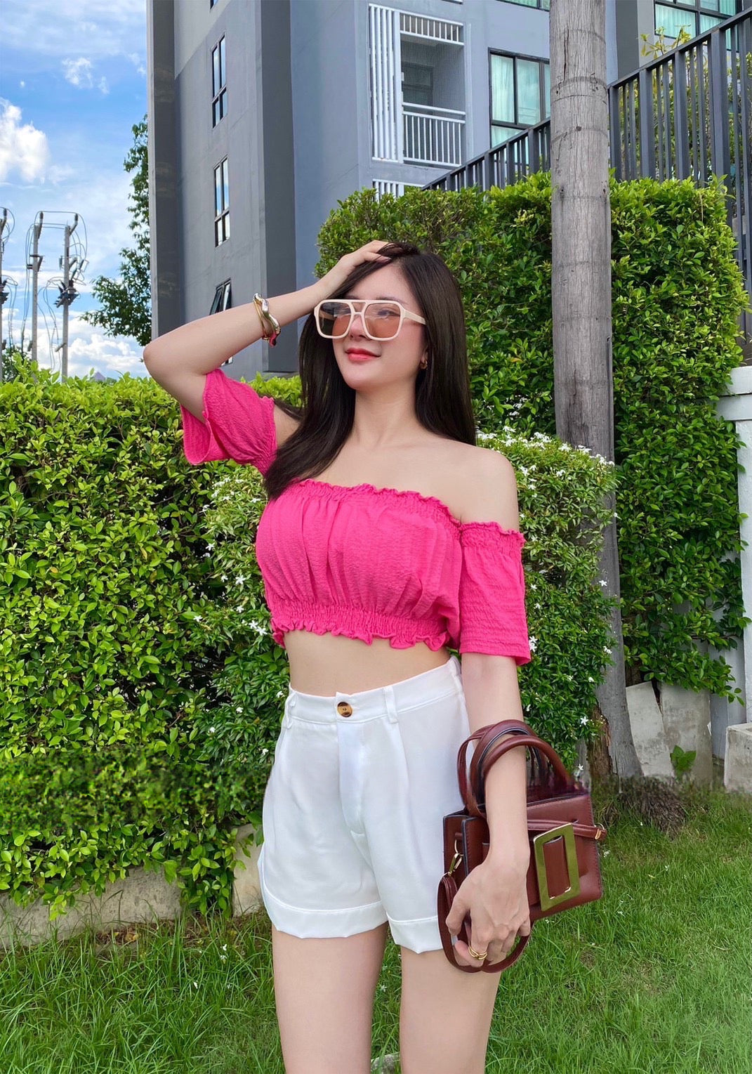 Off-Shoulder Top With Shorts