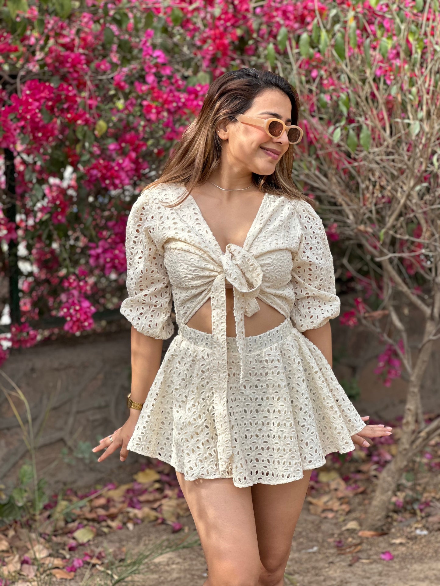 Eyelet Cotton Romper Dress