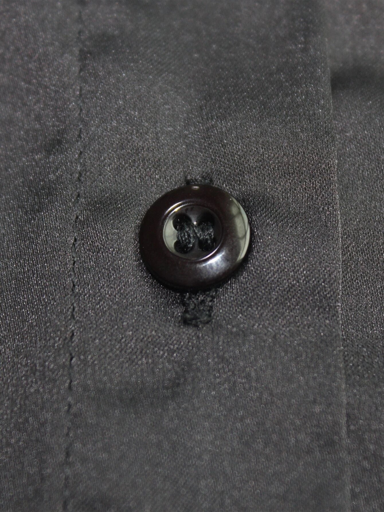 Black Satin Tie Around Shirt Dress
