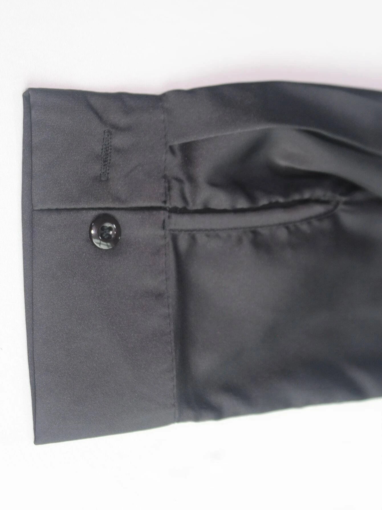Black Satin Tie Around Shirt Dress