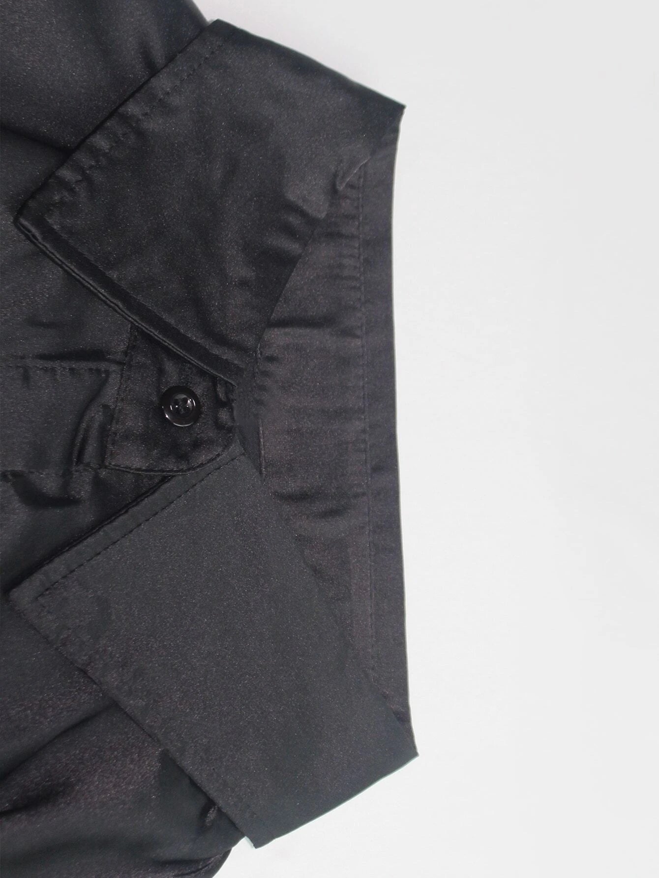 Black Satin Tie Around Shirt Dress