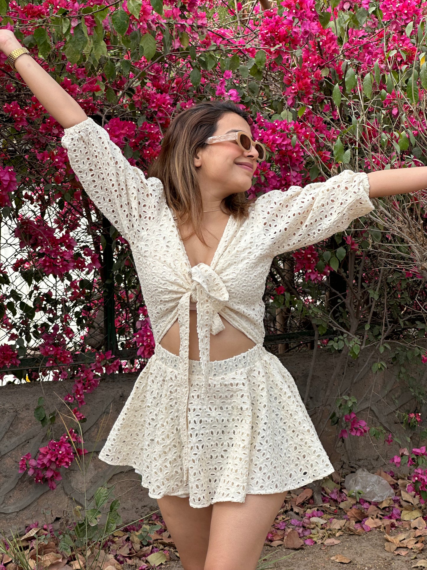 Eyelet Cotton Romper Dress