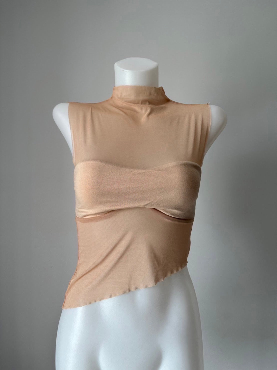 See Through High Neck Mesh Top