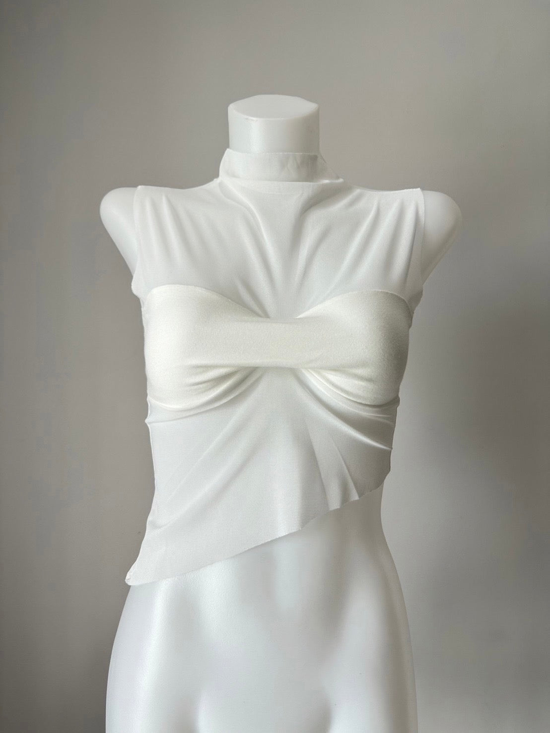 See Through High Neck Mesh Top