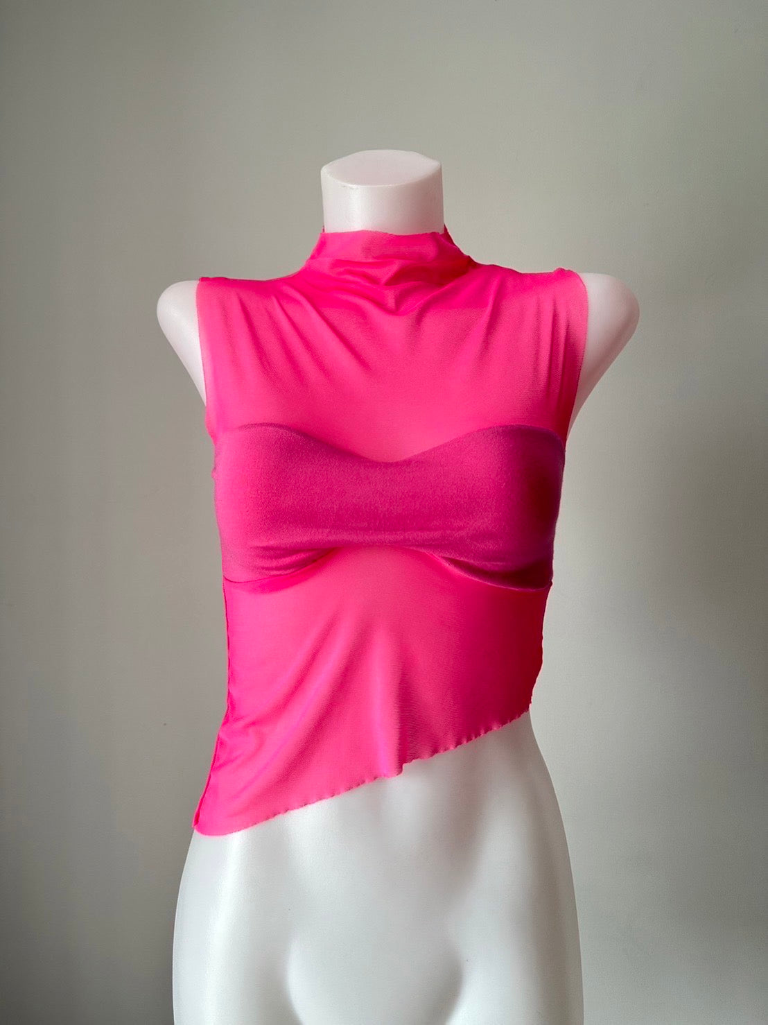 See Through High Neck Mesh Top