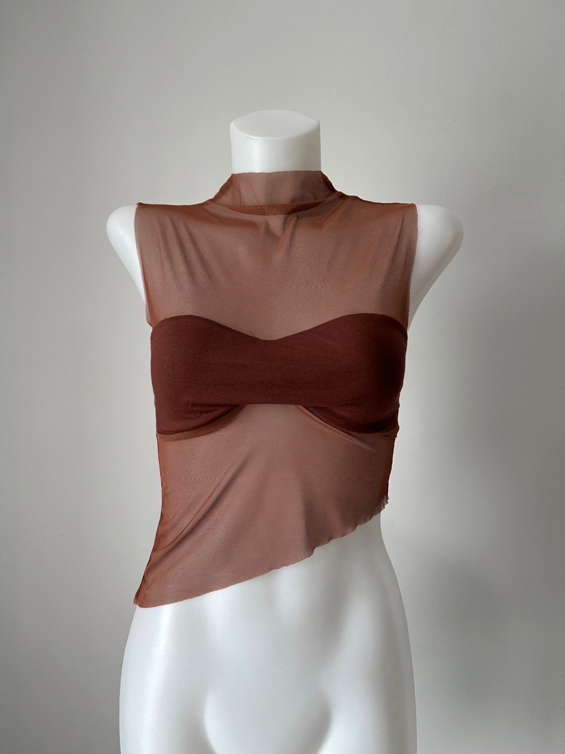 See Through High Neck Mesh Top