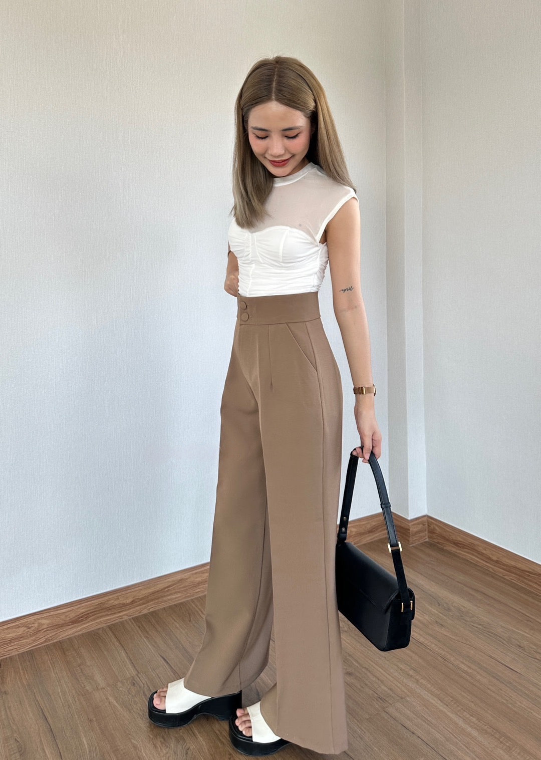 Double Button High Waist Pants