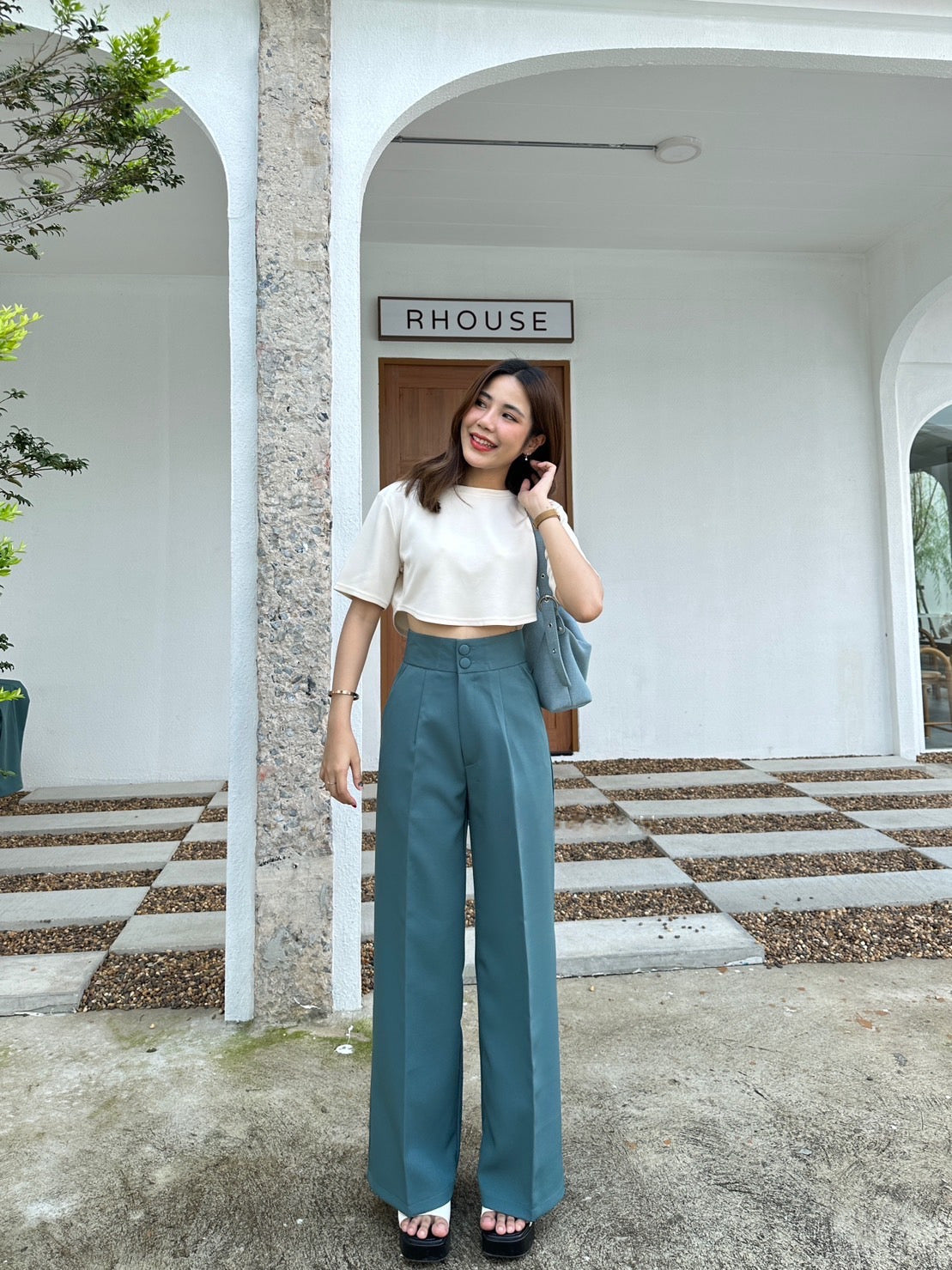 Double Button High Waist Pants