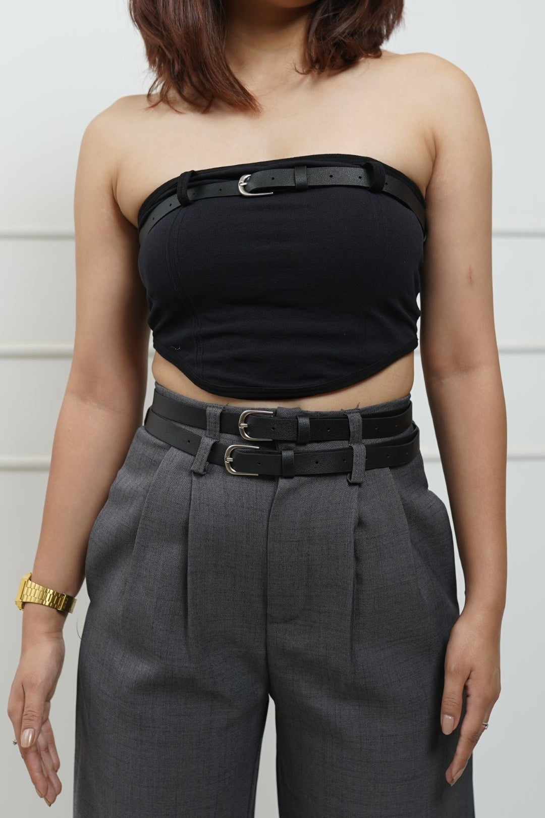 Padded Stretch Cami Belted Top