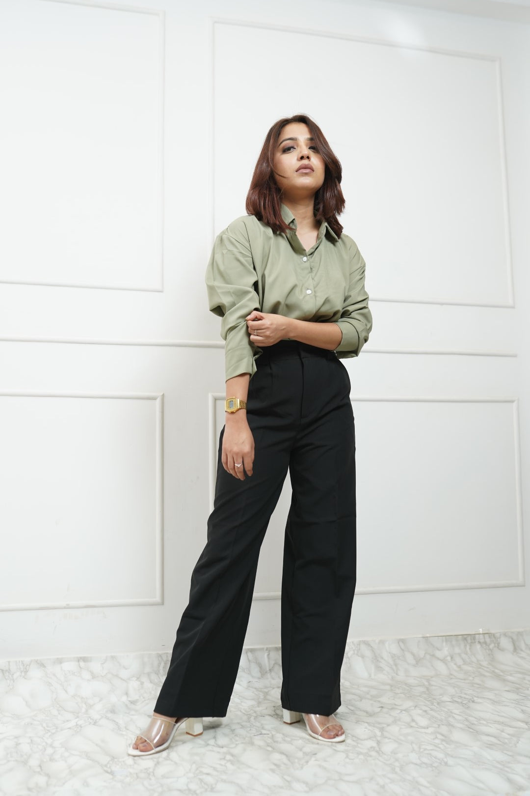 Basic Shirts With High Waist Corporate Pants