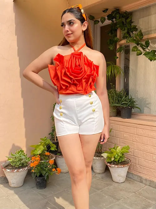 Button Detail Petite Shorts
