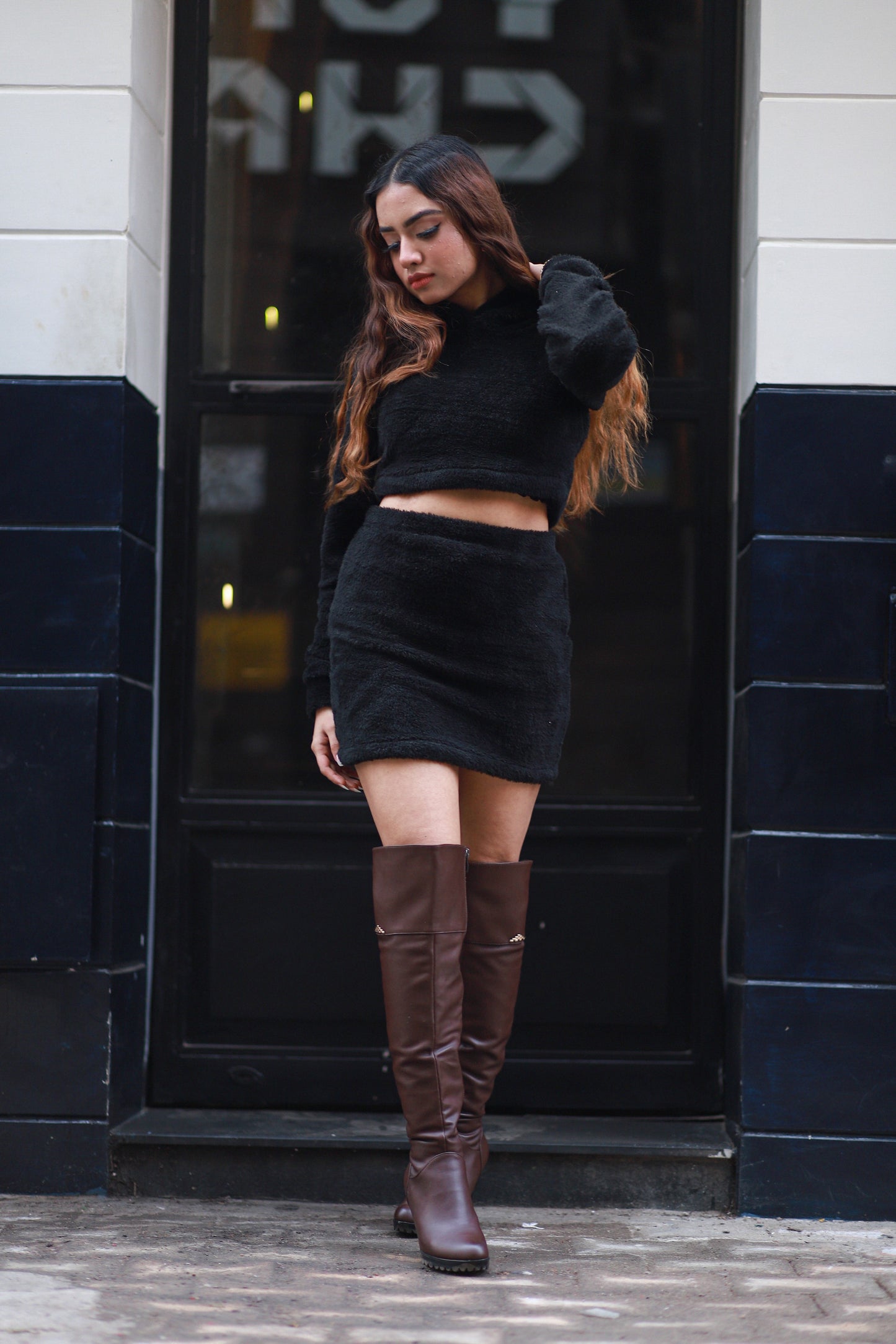 Black Soft Fur Co-ordinates