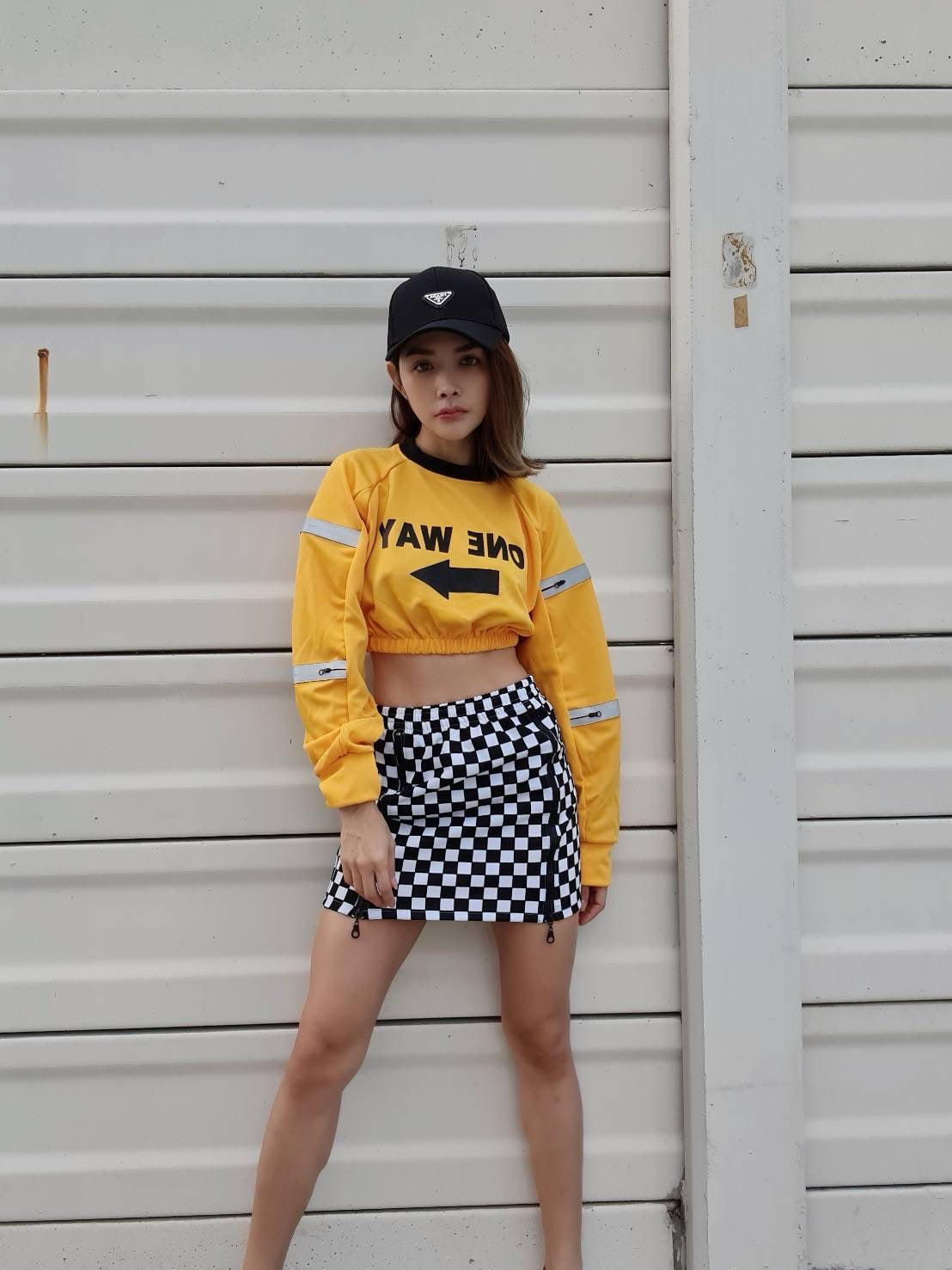 Checked Casual Zipper Mini Skirt