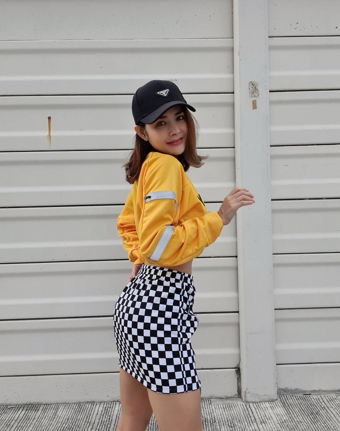 Checked Casual Zipper Mini Skirt