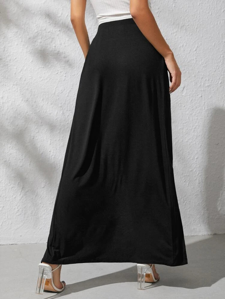 High Front Slit Long Skirt