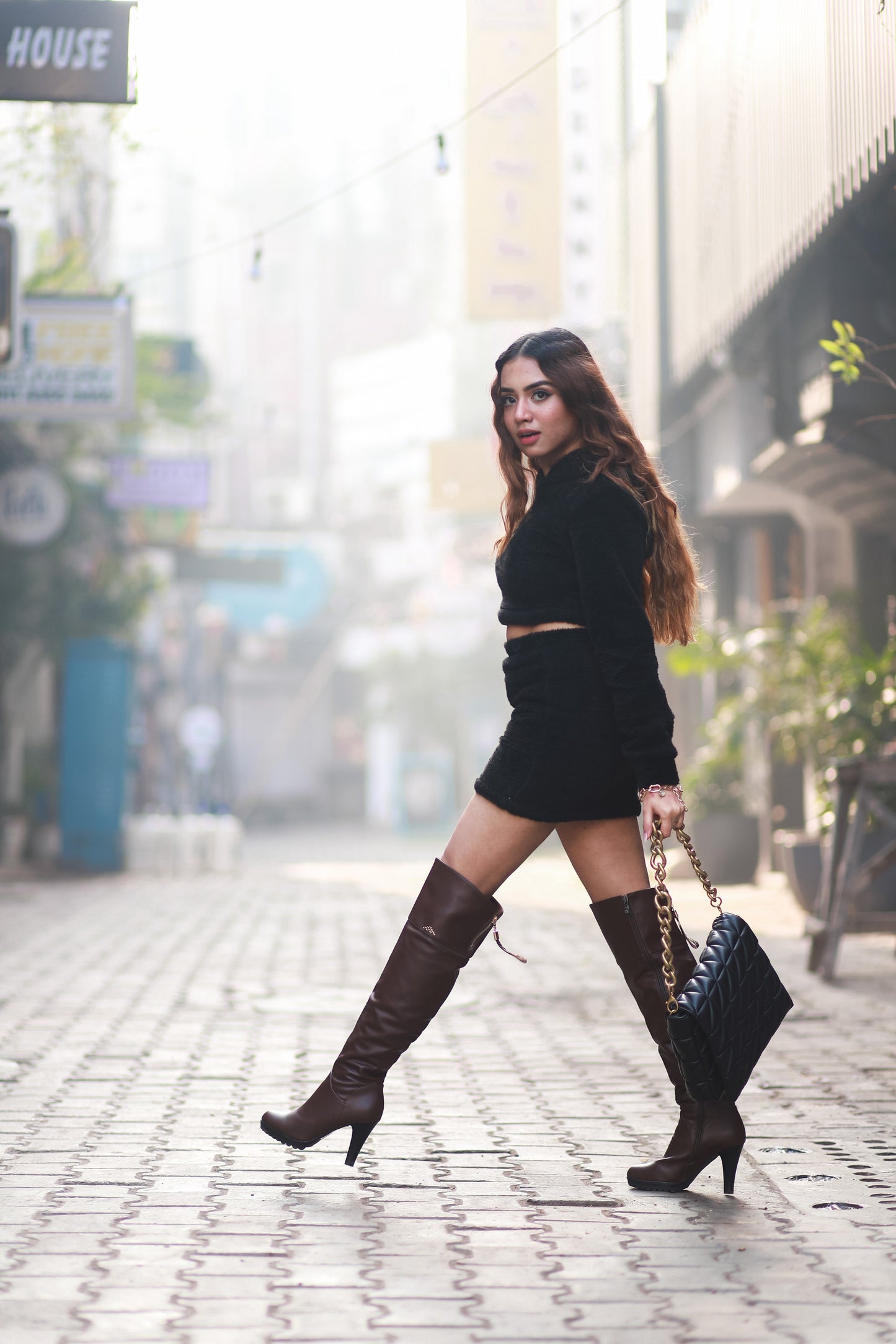 Black Soft Fur Co-ordinates