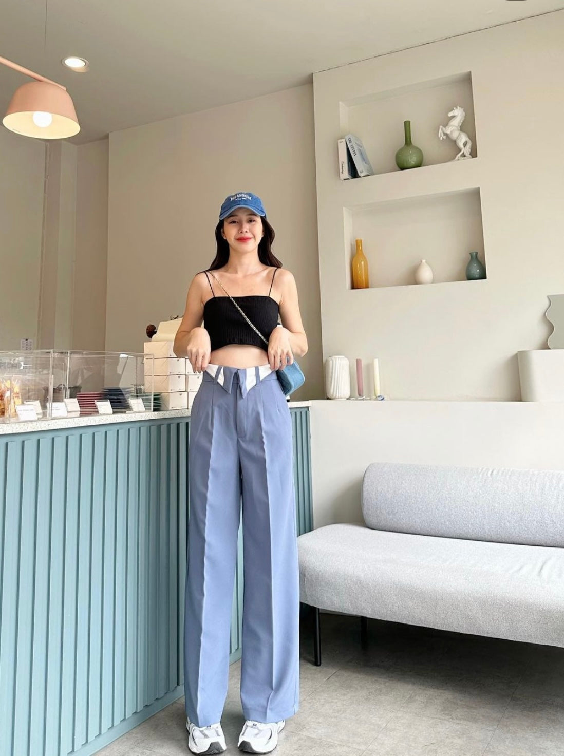 Wide Leg Folded Waist Pants