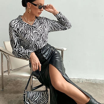 Animal Printed Button Down Shirt