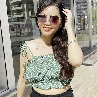 Ditsy Floral Noodle Strap Crop Top