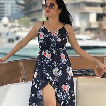 Floral Front Slit Summer Dress StyleAsh