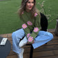 Crochet Flower Full Sleeves Top (Set Of 2)