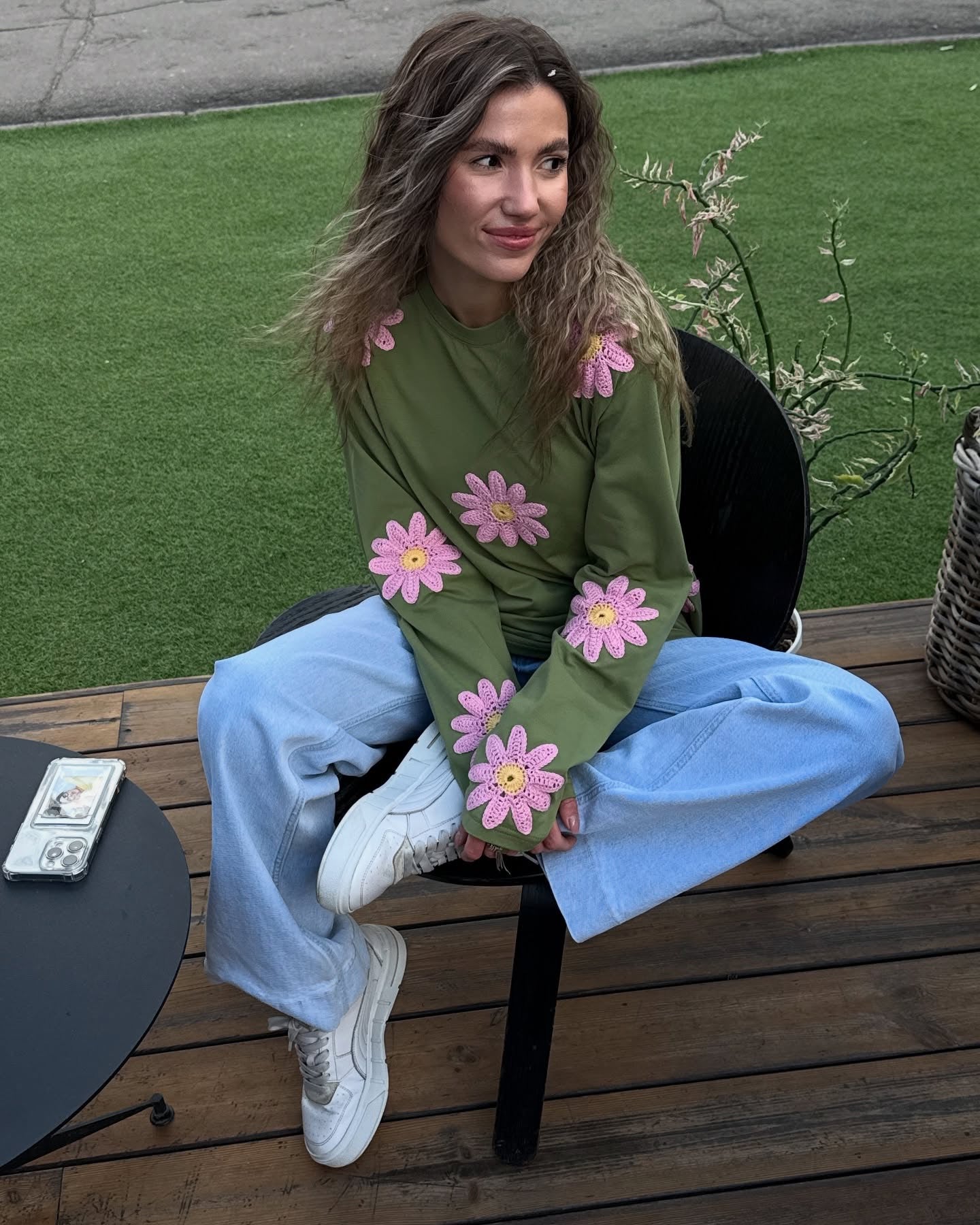 Crochet Flower Full Sleeves Top (Set Of 2)
