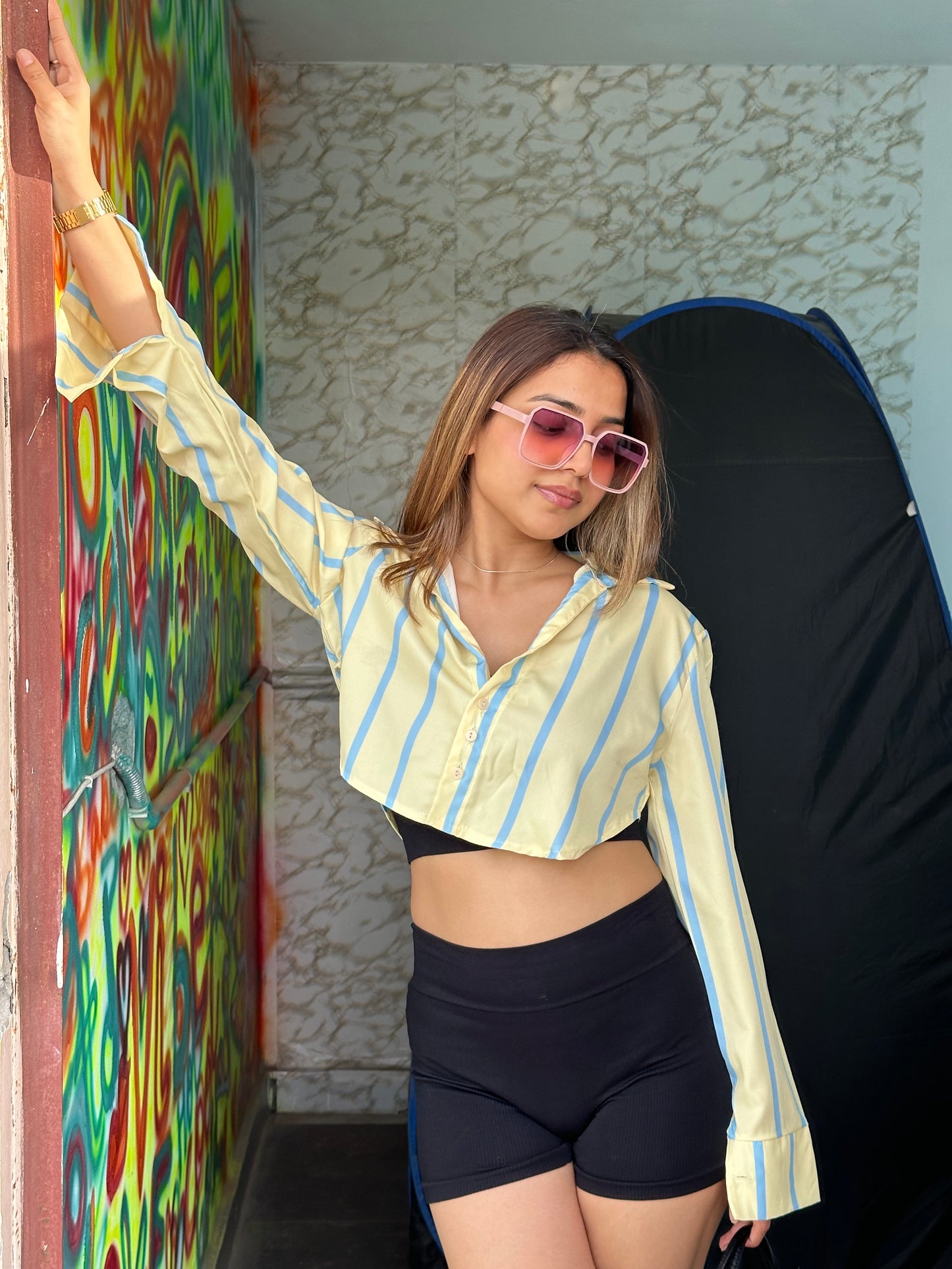 Summer Striped Vibrant Crop Shirts