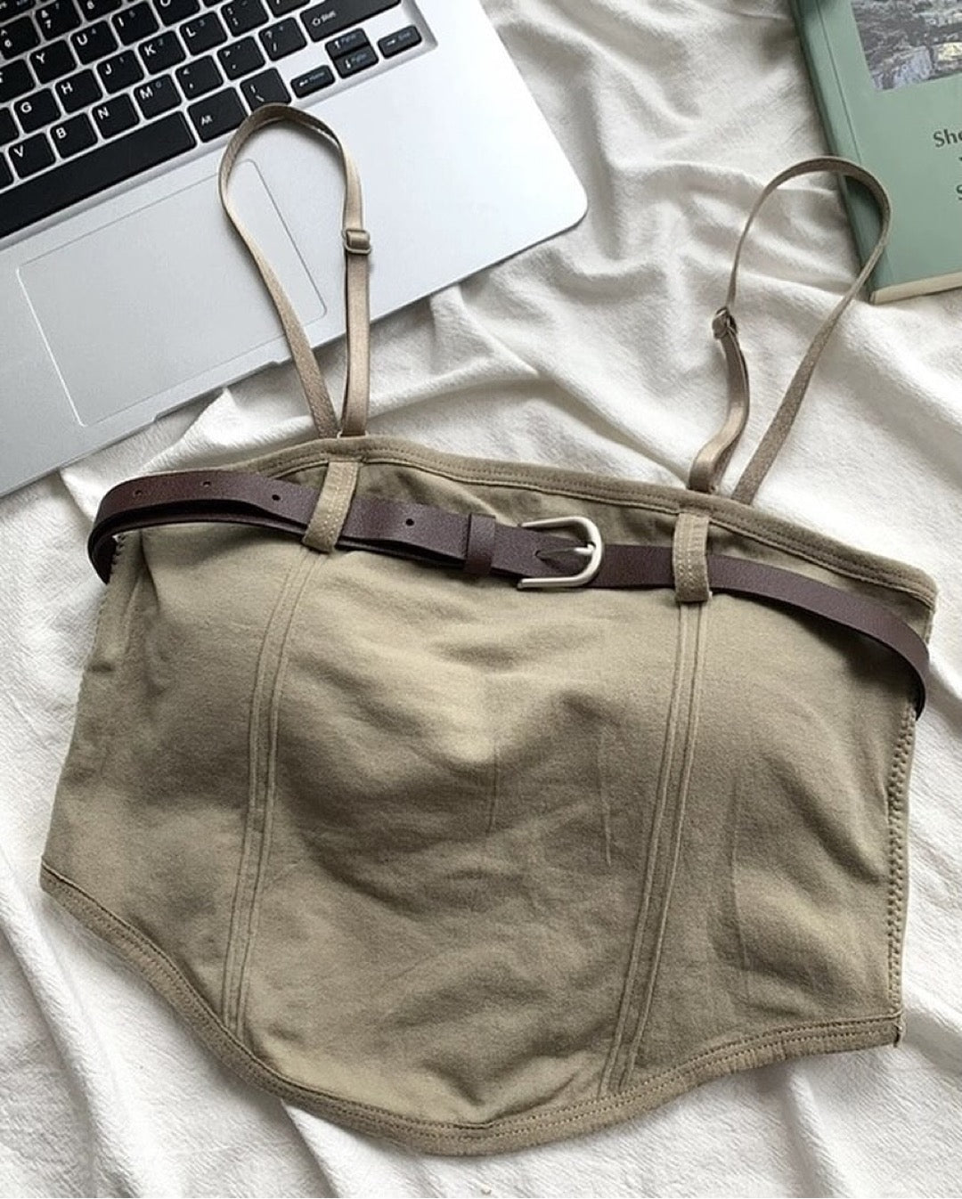 Padded Stretch Cami Belted Top