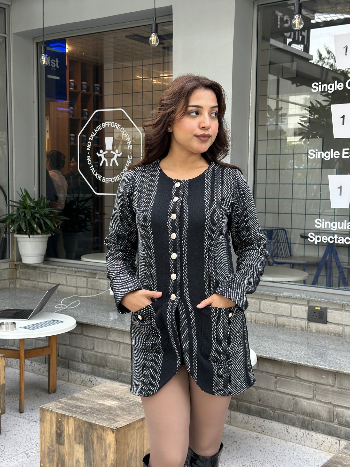 European Winter Coat With Muffler & Beret