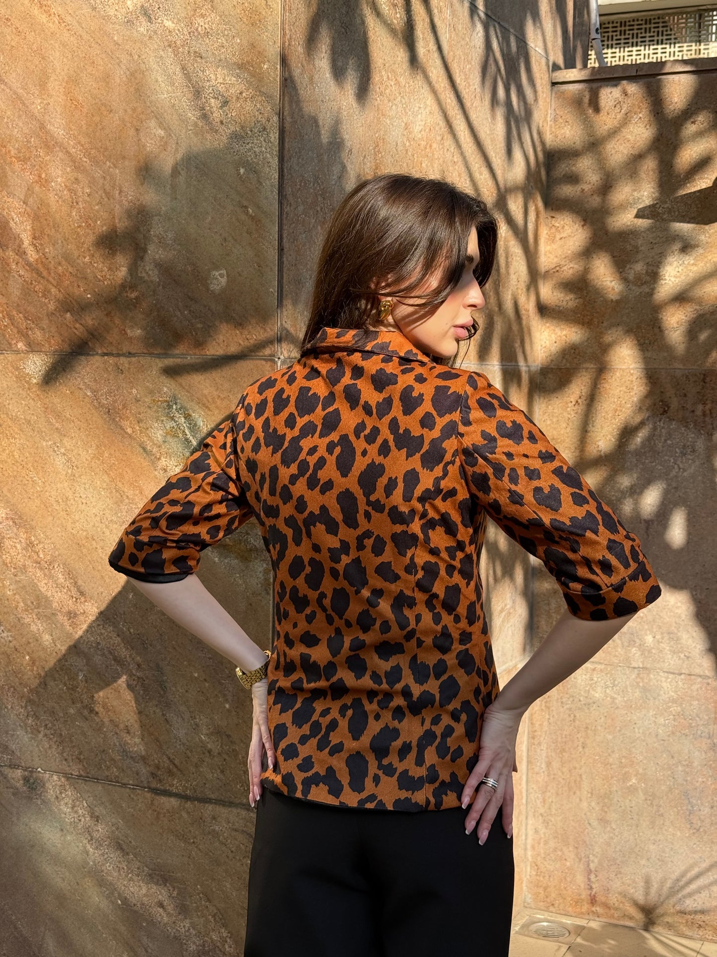 Animal Print 3/4th Sleeve Blazer