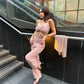 High Corset Waist Wide Leg Pants