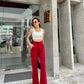 Red Wider Bottom Pants